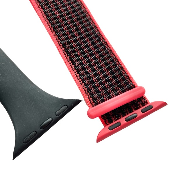 NEW Apple Watch Bands Nylon Sport Loop Thin Silicone 38 40 41mm S/M Black Coral - Picture 3 of 8